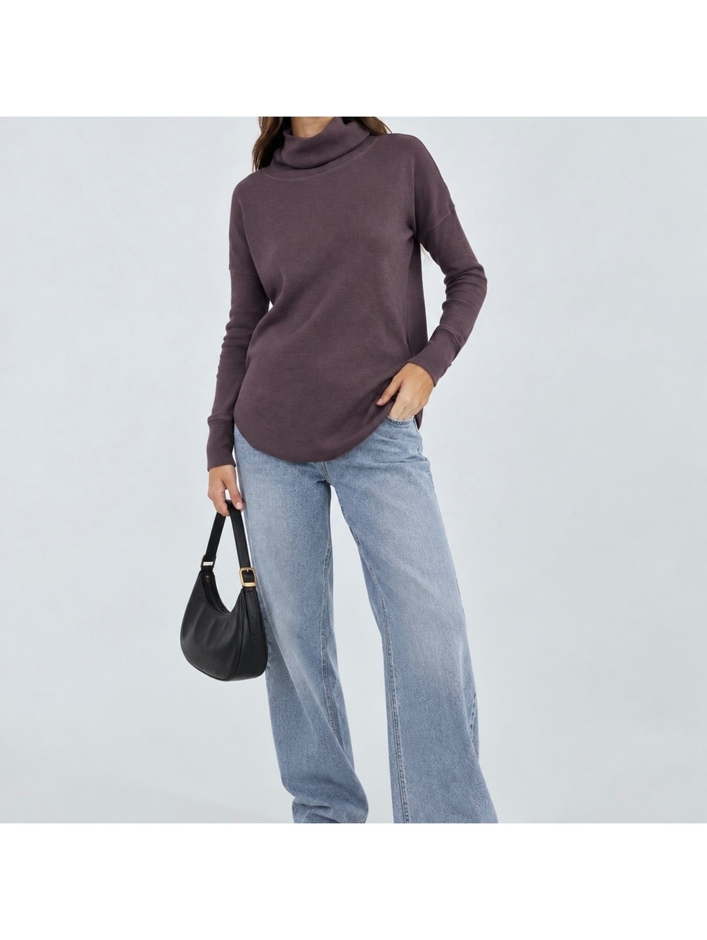 Aritzia TNA Thermal cowl-neck longsleeve purple